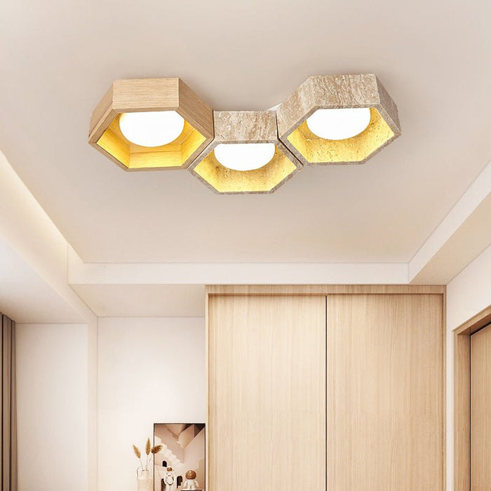 Honeycomb Travertine Ceiling Lamp Vakkerlight