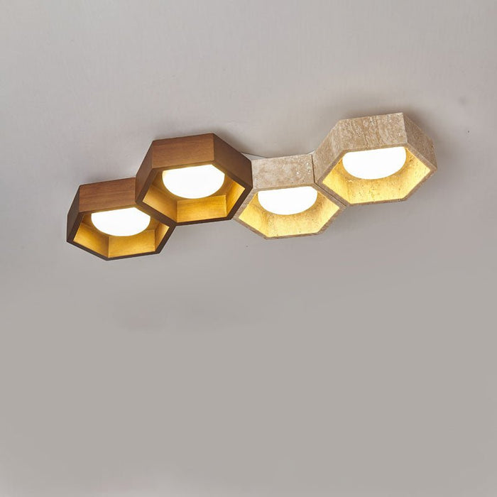Honeycomb Travertine Ceiling Lamp Vakkerlight