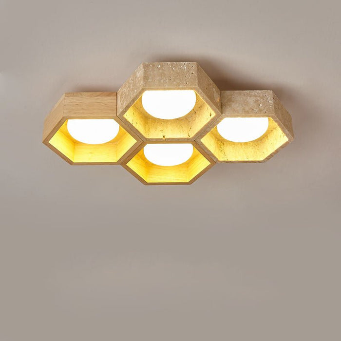 Honeycomb Travertine Ceiling Lamp Vakkerlight