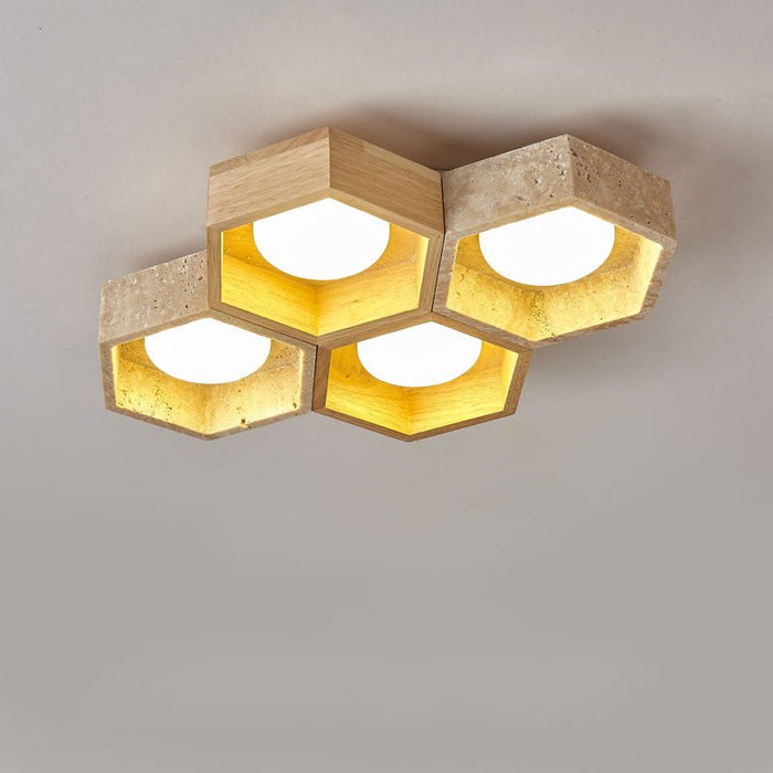 Honeycomb Travertine Ceiling Lamp Vakkerlight