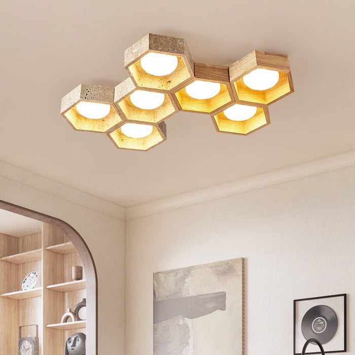 Honeycomb Travertine Ceiling Lamp Vakkerlight