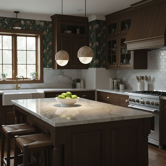 Lunar Dome Alabaster Pendant Light Vakkerlight