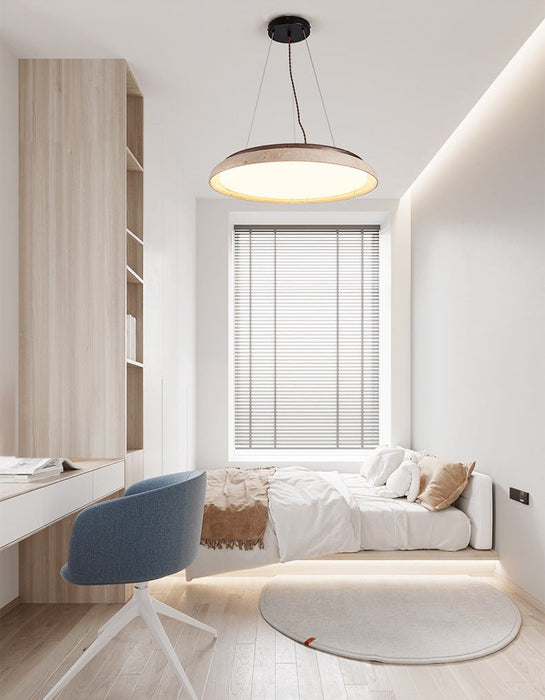 Lunar Disc Travertine Pendant Lamp Vakkerlight