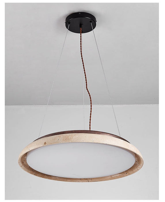 Lunar Disc Travertine Pendant Lamp Vakkerlight