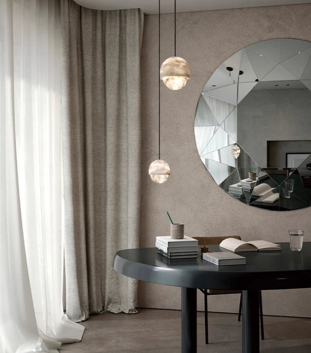 Lunar Dome Alabaster Pendant Light Vakkerlight