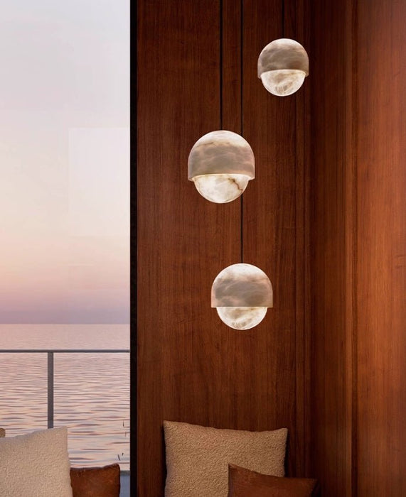 Lunar Dome Alabaster Pendant Light Vakkerlight