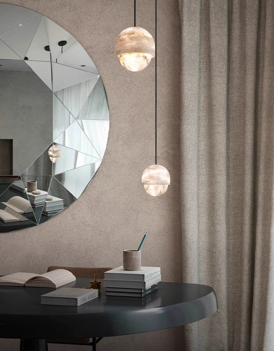 Lunar Dome Alabaster Pendant Light Vakkerlight