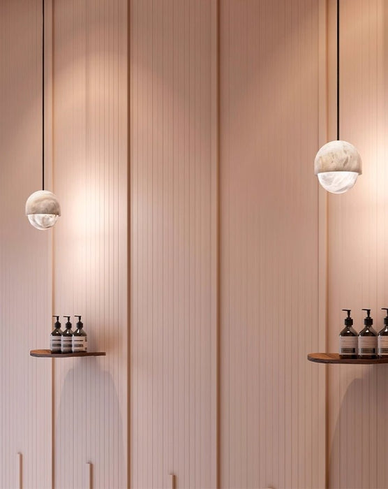 Lunar Dome Alabaster Pendant Light Vakkerlight