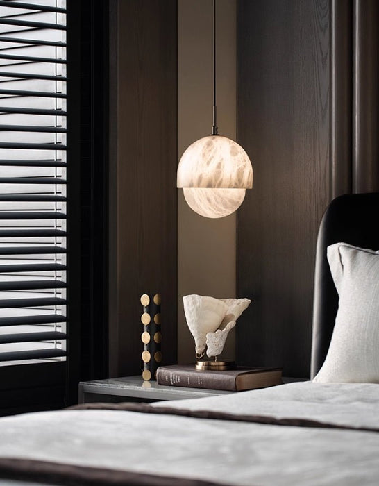 Lunar Dome Alabaster Pendant Light Vakkerlight