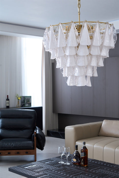 Lunara White Glass Chandelier Vakkerlight