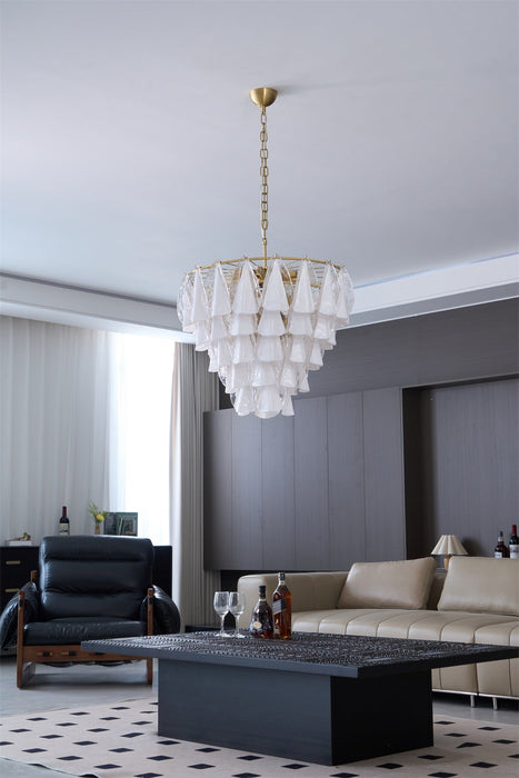 Lunara White Glass Chandelier Vakkerlight