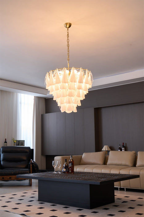 Lunara White Glass Chandelier Vakkerlight