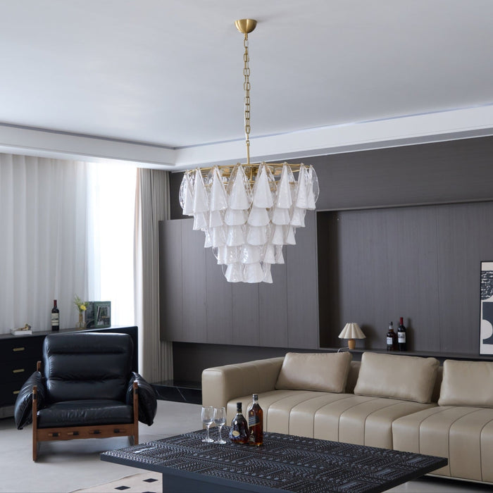 Lunara White Glass Chandelier Vakkerlight