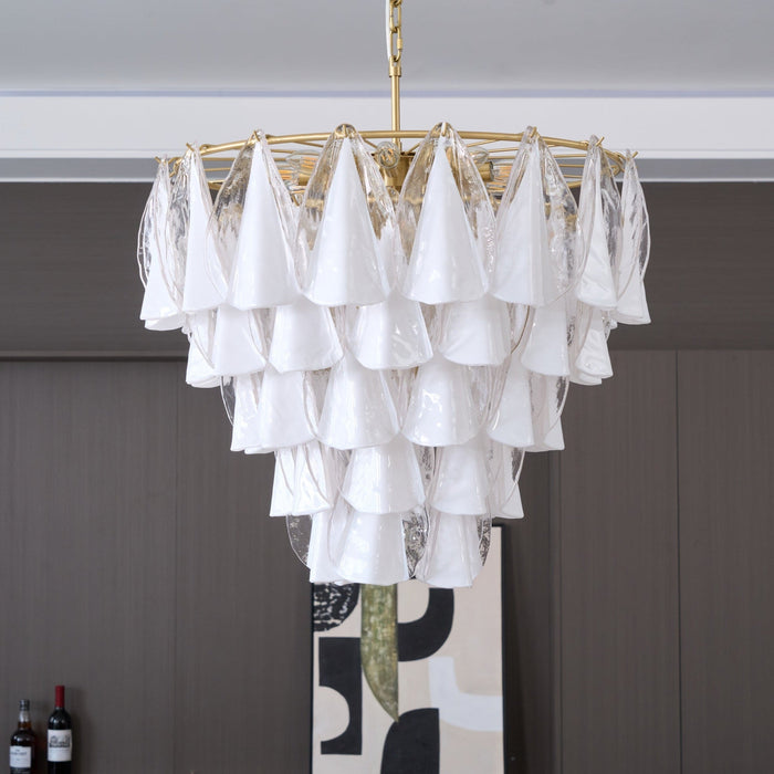 Lunara White Glass Chandelier Vakkerlight
