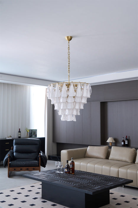 Lunara White Glass Chandelier Vakkerlight