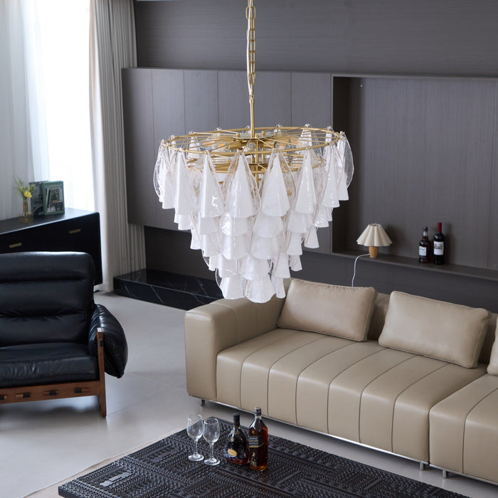 Lunara White Glass Chandelier Vakkerlight