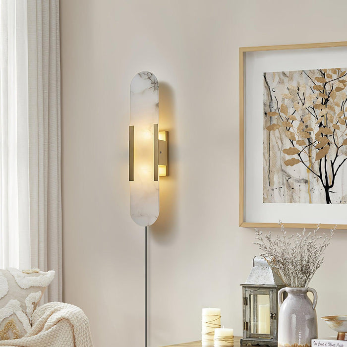 Oblong Alabaster Plug-in Wall Sconce Vakkerlight