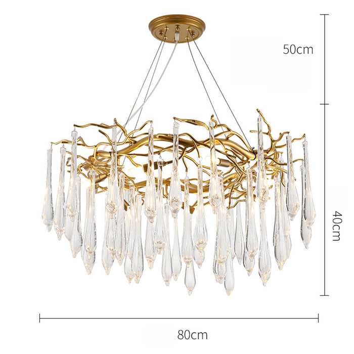 Modern Glass Teardrop Tiered Chandelier