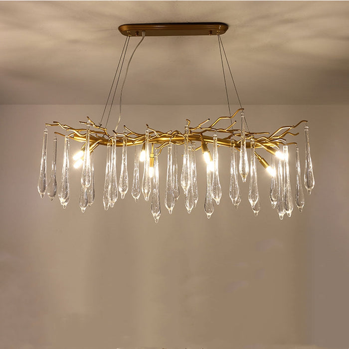 Modern Glass Teardrop Tiered Chandelier