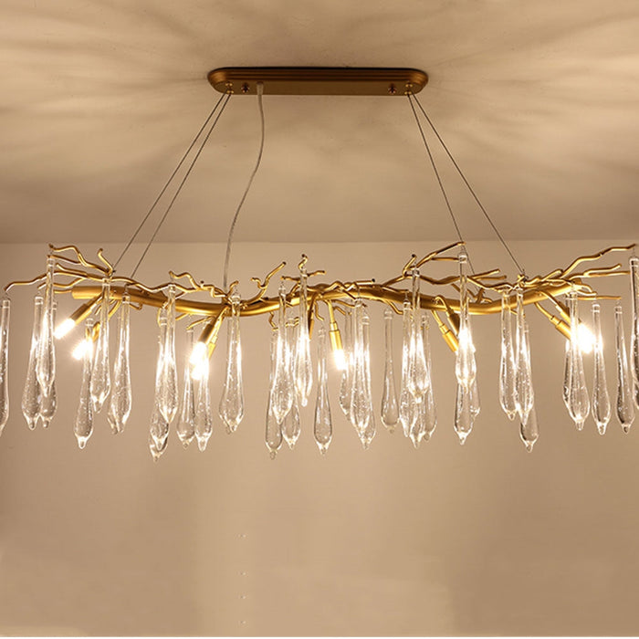 Modern Glass Teardrop Tiered Chandelier