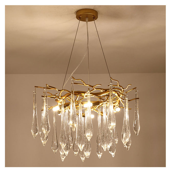 Modern Glass Teardrop Tiered Chandelier