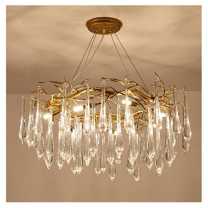 Modern Glass Teardrop Tiered Chandelier