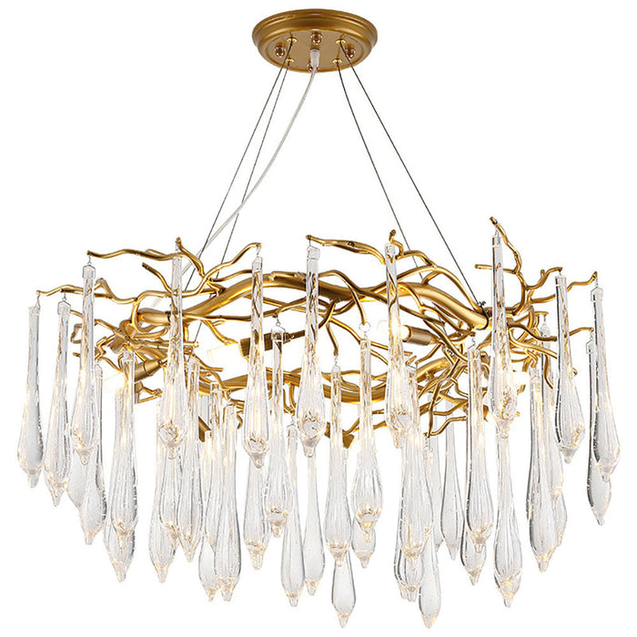 Modern Glass Teardrop Tiered Chandelier