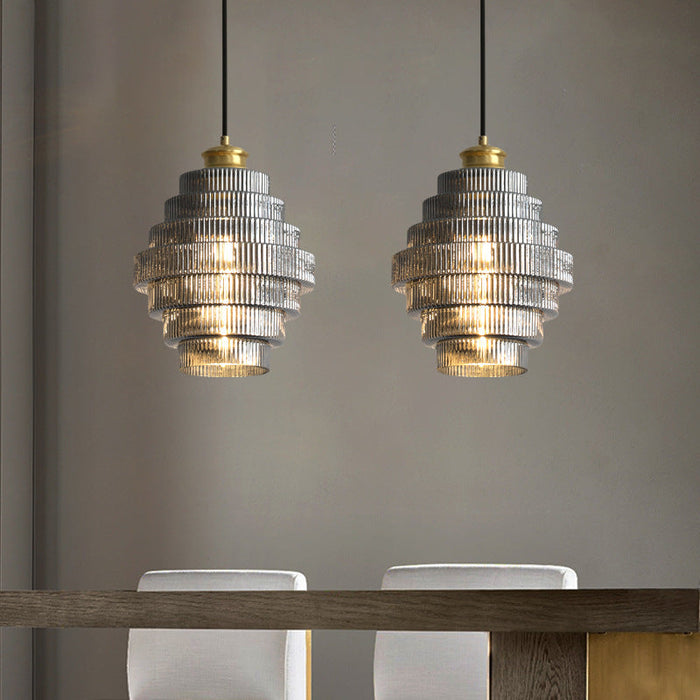 Bottle Shaped Brass Glass Pendant Light