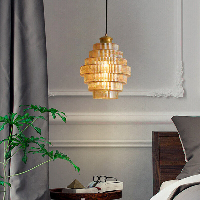 Bottle Shaped Brass Glass Pendant Light