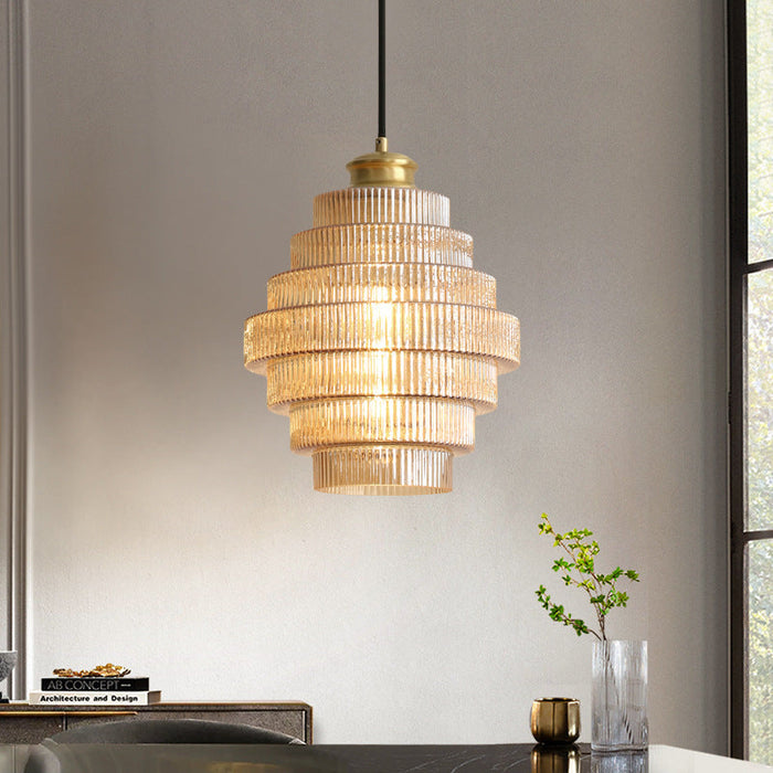 Bottle Shaped Brass Glass Pendant Light