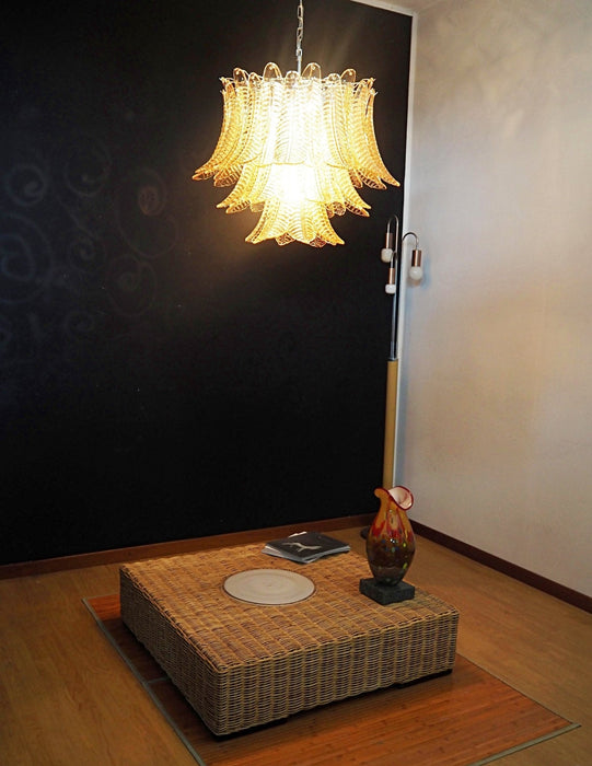 Amber Glass Leaf Chandelier Vakkerlight