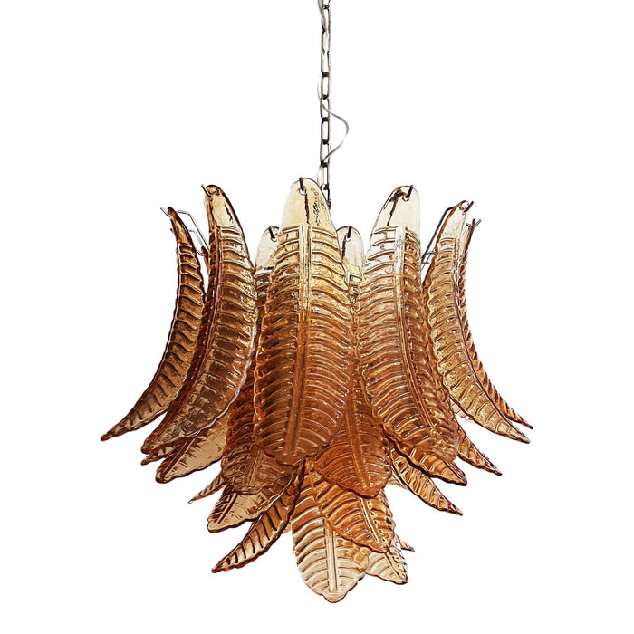 Amber Glass Leaf Chandelier Vakkerlight