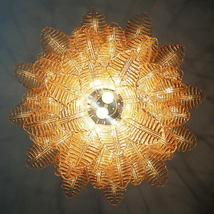 Amber Glass Leaf Chandelier Vakkerlight