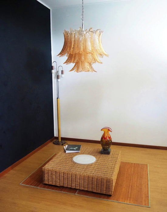 Amber Glass Leaf Chandelier Vakkerlight