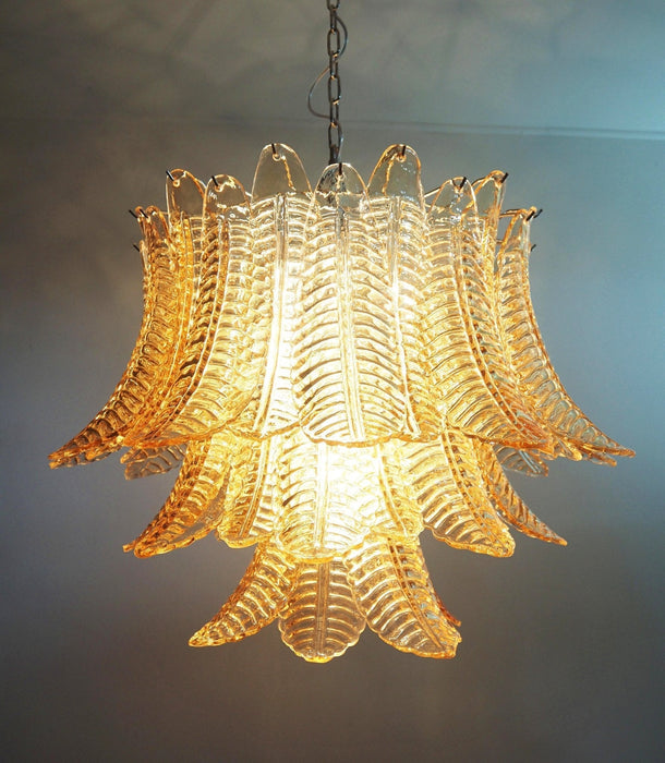 Amber Glass Leaf Chandelier Vakkerlight