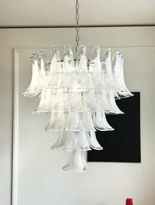 White Glass Petals Chandelier Vakkerlight