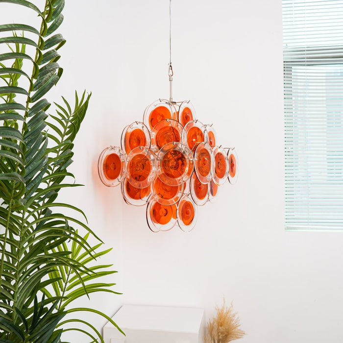 Orange Transparent Glass Disc Chandelier Vakkerlight