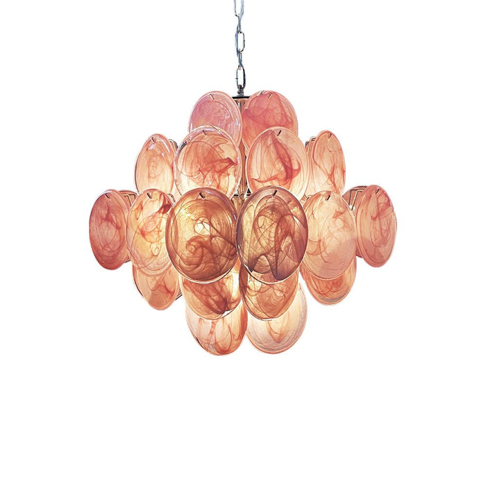 Glass Pink Disc Chandelier Vakkerlight