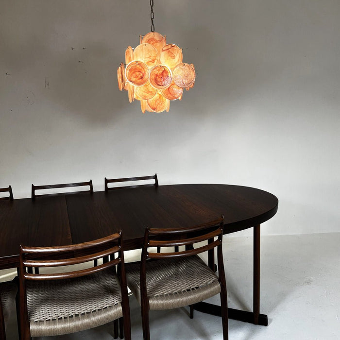 Glass Pink Disc Chandelier Vakkerlight