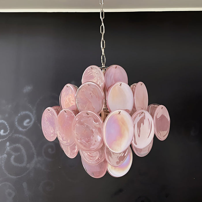 Glass Pink Disc Chandelier Vakkerlight