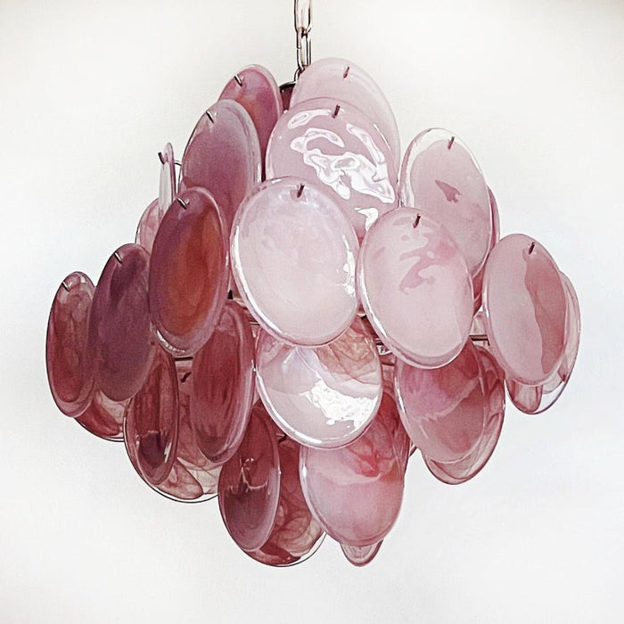 Glass Pink Disc Chandelier Vakkerlight