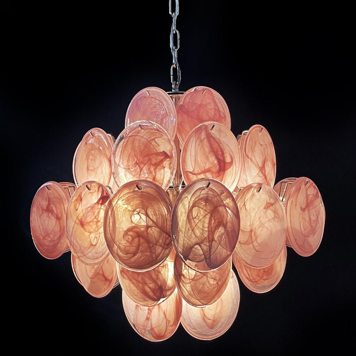 Glass Pink Disc Chandelier Vakkerlight
