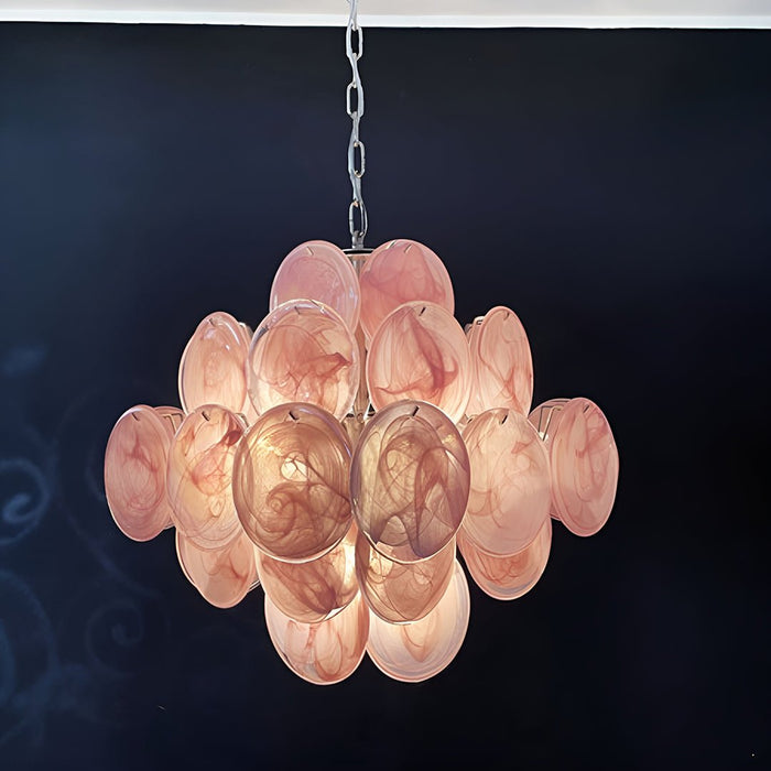 Glass Pink Disc Chandelier Vakkerlight