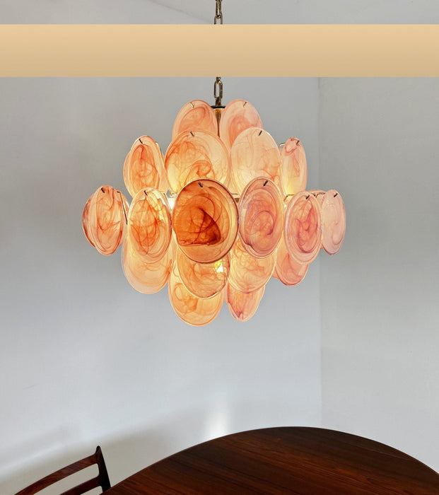 Glass Pink Disc Chandelier Vakkerlight