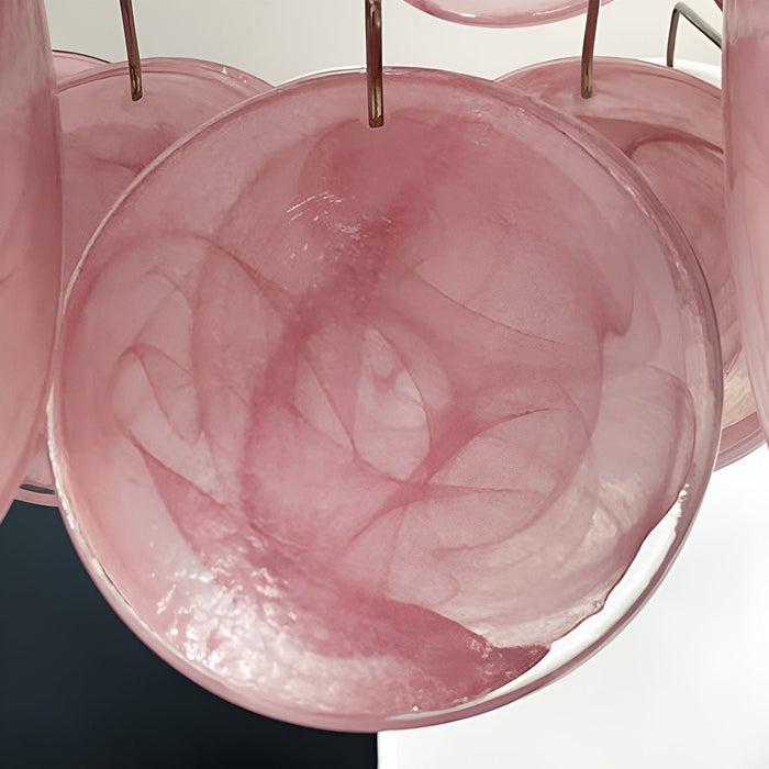 Glass Pink Disc Chandelier Vakkerlight