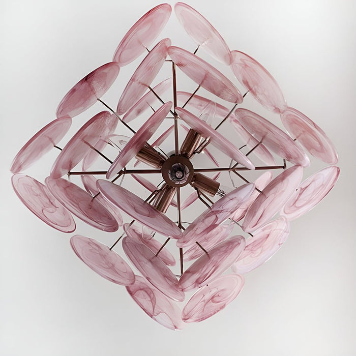 Glass Pink Disc Chandelier Vakkerlight