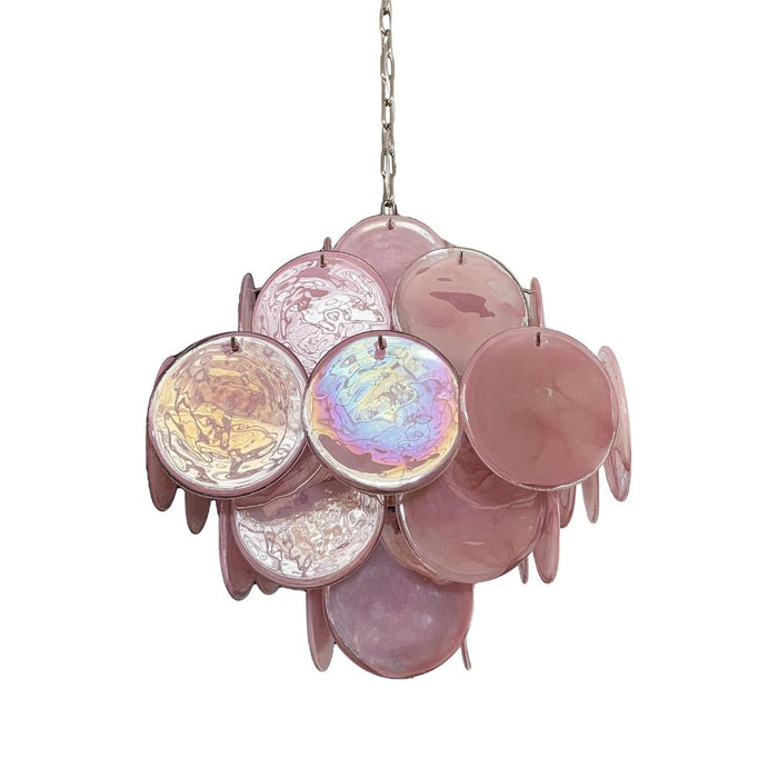 Glass Pink Disc Chandelier Vakkerlight