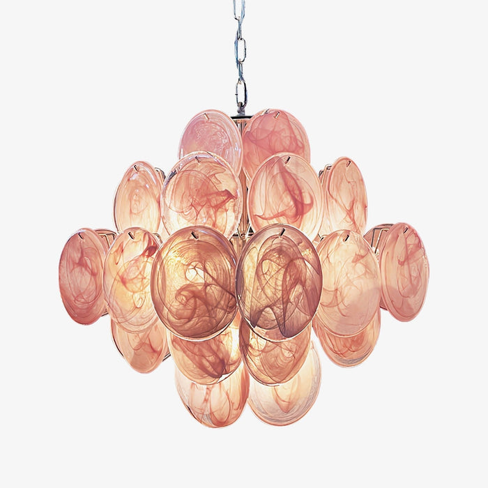 Glass Pink Disc Chandelier Vakkerlight