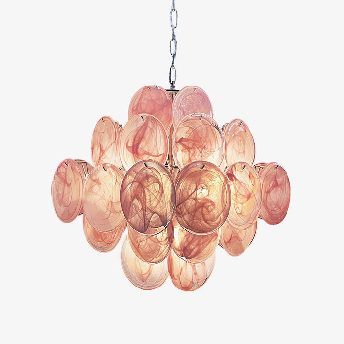 Glass Pink Disc Chandelier Vakkerlight