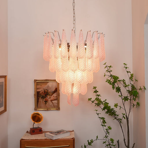 Pink Glass Dewdrop Chandelier Vakkerlight